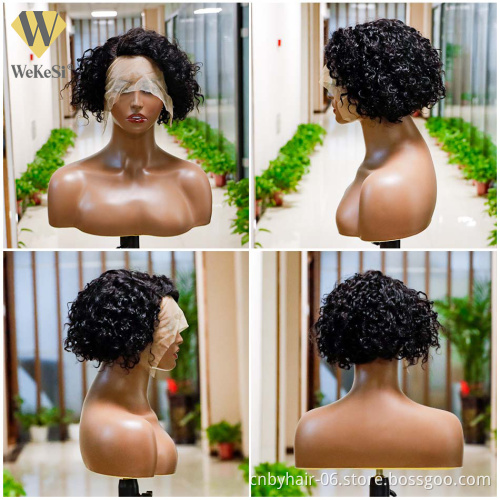 Perruque pixie cut human hair wig for black women,wholesale glueless 13x4 LACE FRONT peruvian bob wig,short HAIR pixie curls wig